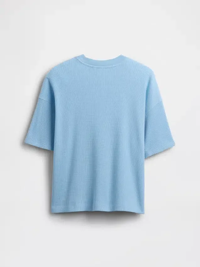Camiseta infantil oversize de punto waffle