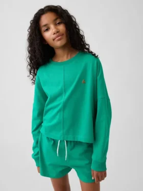 Camiseta infantil oversize de tejido grueso con costuras