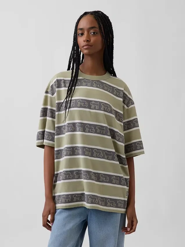 Camiseta oversize a rayas de Keith Haring