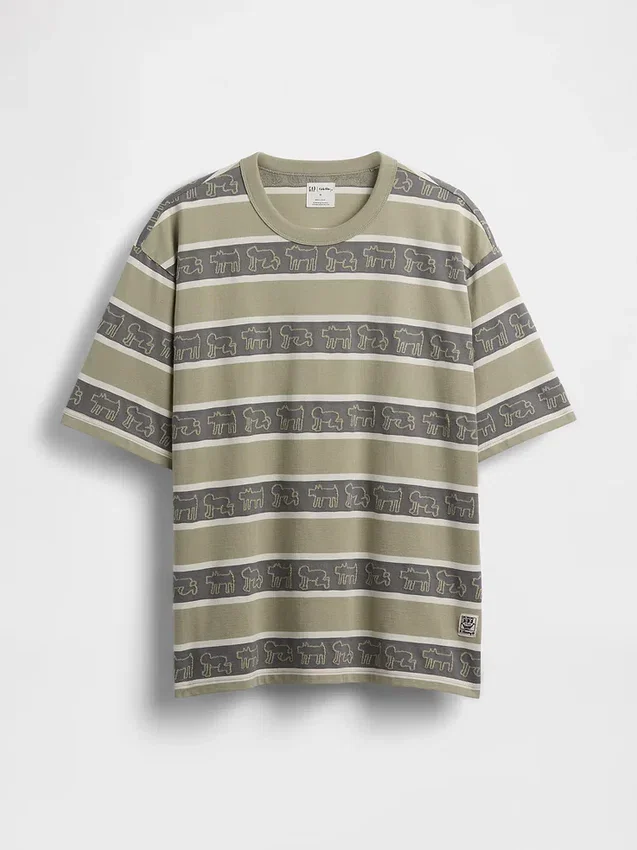 Camiseta oversize a rayas de Keith Haring