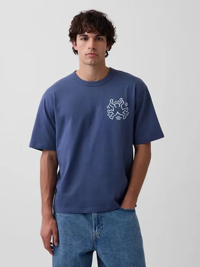 Camiseta oversize con estampado de Keith Haring