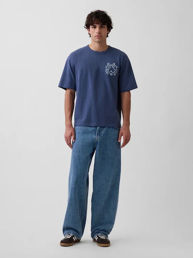 Camiseta oversize con estampado de Keith Haring