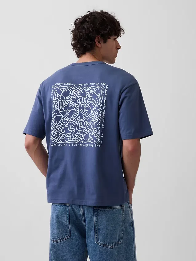 Camiseta oversize con estampado de Keith Haring