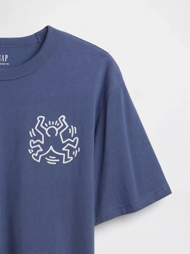 Camiseta oversize con estampado de Keith Haring