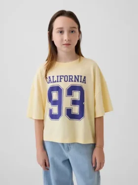 Camiseta oversize de corte cuadrado con logotipos de estados para niños