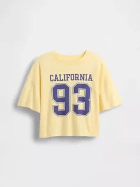 Camiseta oversize de corte cuadrado con logotipos de estados para niños