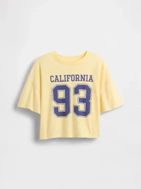 Camiseta oversize de corte cuadrado con logotipos de estados para niños