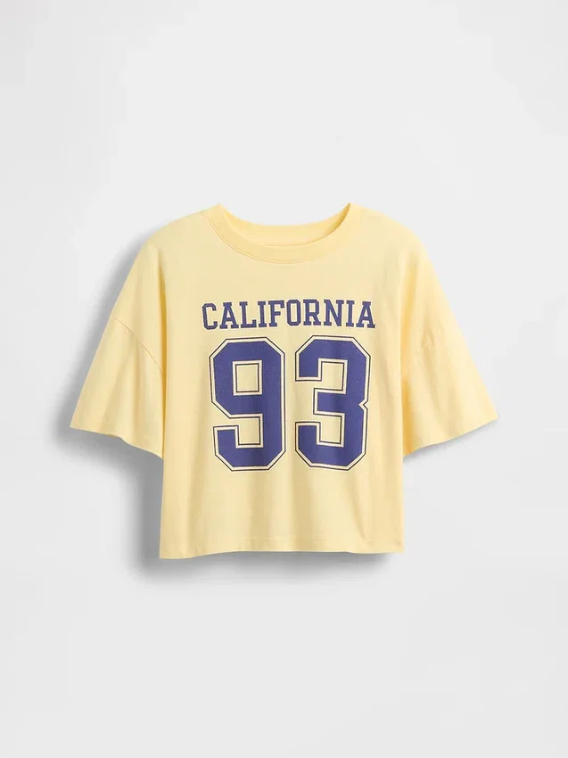 Camiseta oversize de corte cuadrado con logotipos de estados para niños