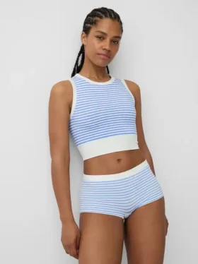 Camiseta sin costuras de canalé corta