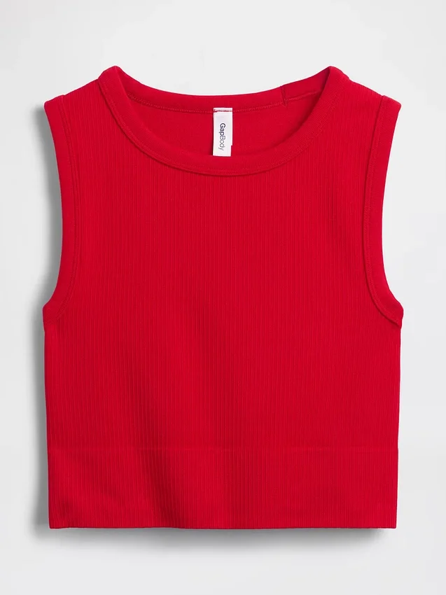 Camiseta sin costuras de canalé corta