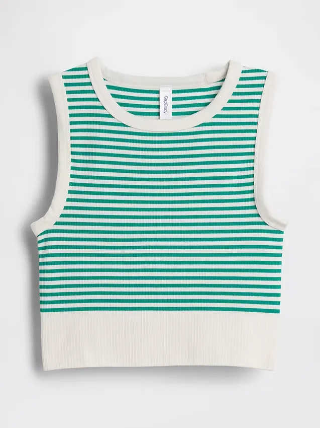 Camiseta sin costuras de canalé corta