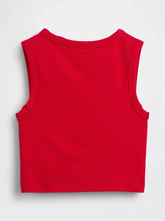 Camiseta sin costuras de canalé corta