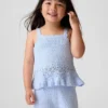 Camiseta sin mangas con bordes festoneados de ganchillo para bebés y niños