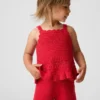 Camiseta sin mangas con bordes festoneados de ganchillo para bebés y niños
