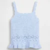 Camiseta sin mangas con bordes festoneados de ganchillo para bebés y niños