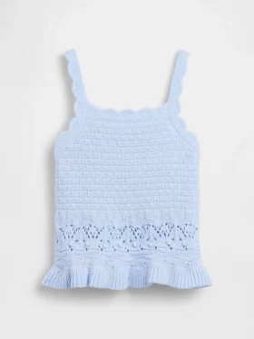 Camiseta sin mangas con bordes festoneados de ganchillo para bebés y niños