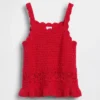 Camiseta sin mangas con bordes festoneados de ganchillo para bebés y niños