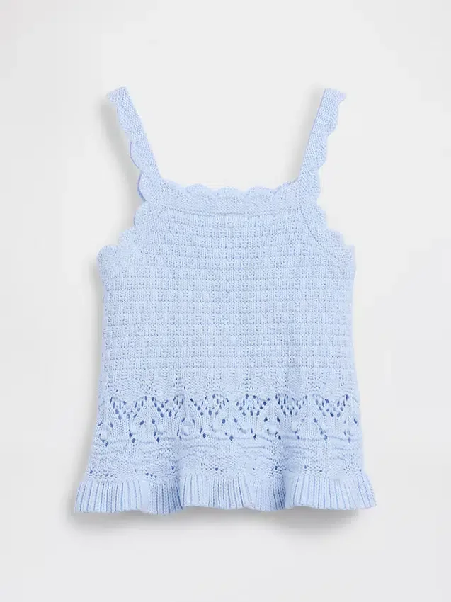Camiseta sin mangas con bordes festoneados de ganchillo para bebés y niños