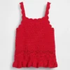 Camiseta sin mangas con bordes festoneados de ganchillo para bebés y niños