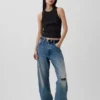 Camiseta sin mangas con cuello halter de punto elástico grueso