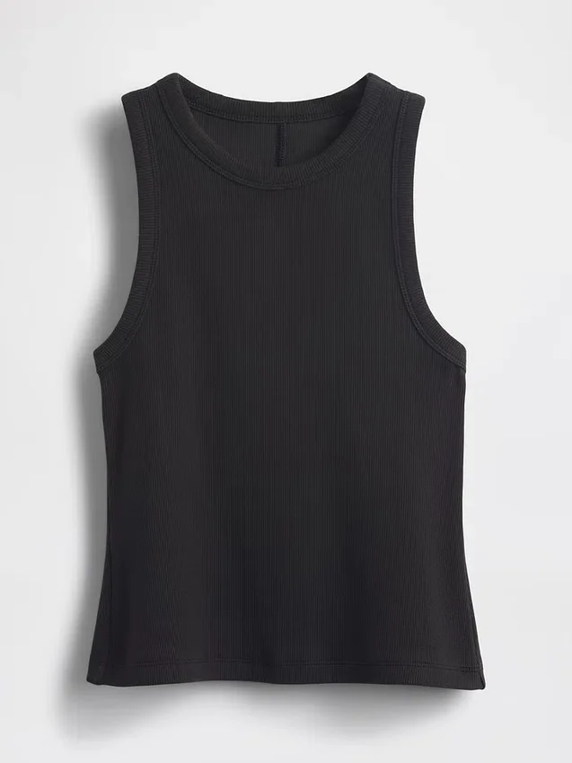 Camiseta sin mangas con cuello halter de punto elástico grueso