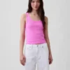 Camiseta sin mangas con cuello redondeado acanalado