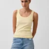 Camiseta sin mangas con cuello redondeado acanalado