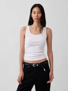 Camiseta sin mangas con cuello redondeado acanalado