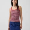 Camiseta sin mangas con cuello redondeado acanalado
