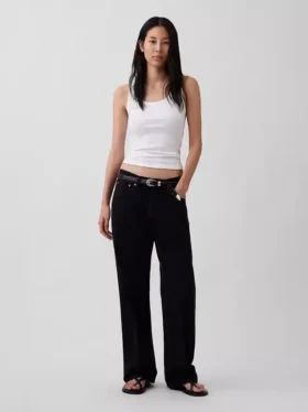 Camiseta sin mangas con cuello redondeado acanalado