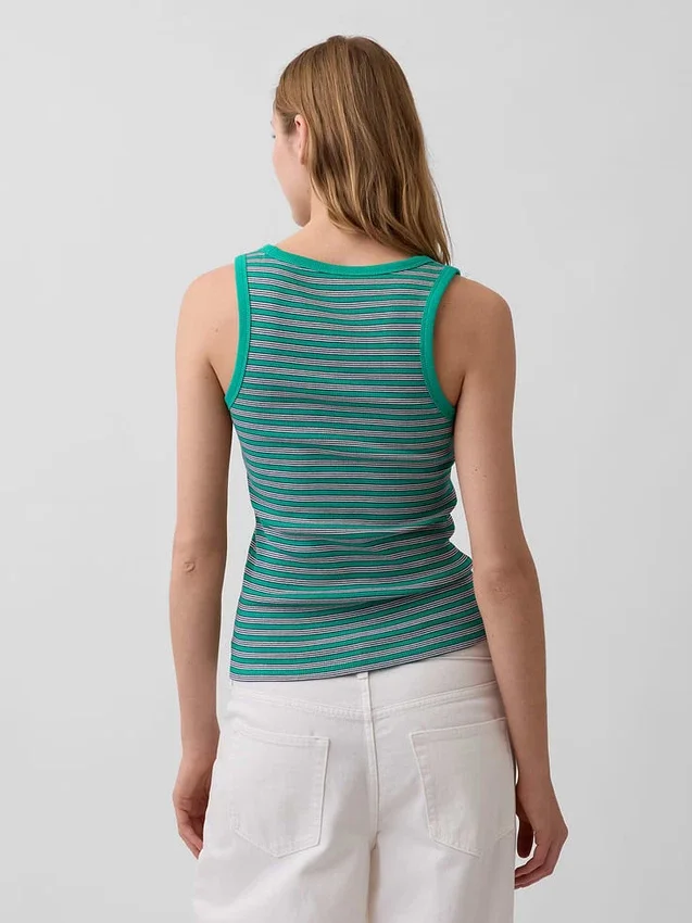 Camiseta sin mangas con cuello redondeado acanalado