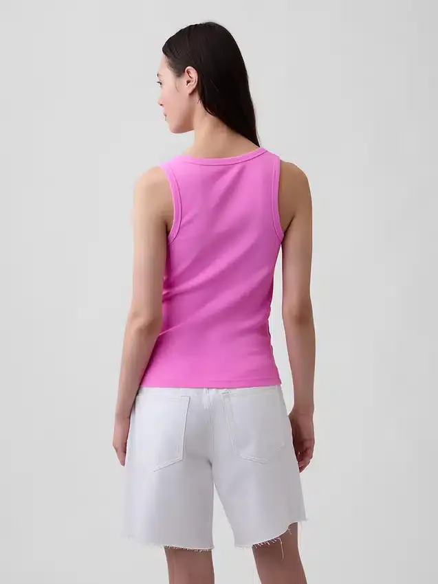 Camiseta sin mangas con cuello redondeado acanalado