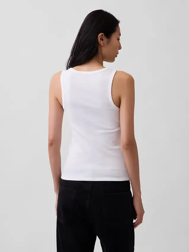 Camiseta sin mangas con cuello redondeado acanalado