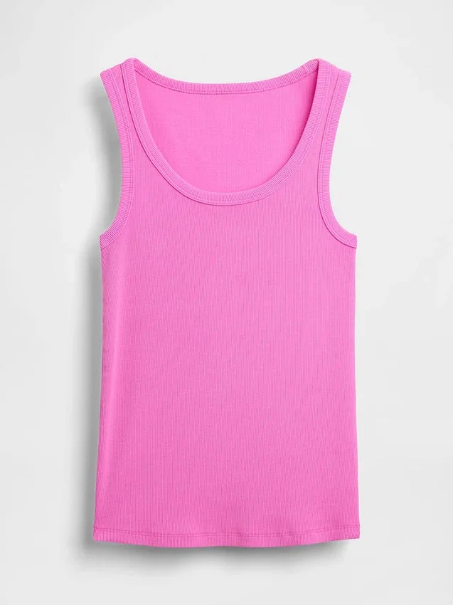 Camiseta sin mangas con cuello redondeado acanalado
