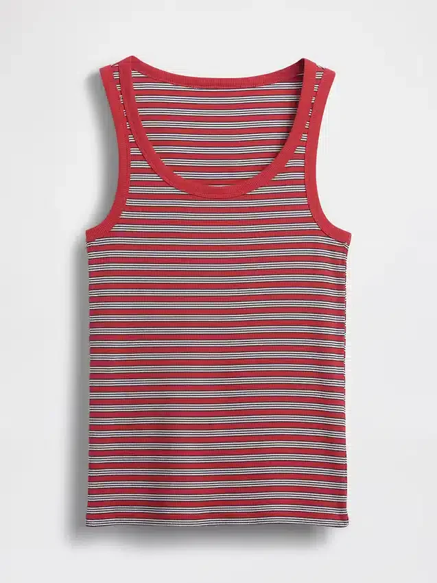 Camiseta sin mangas con cuello redondeado acanalado