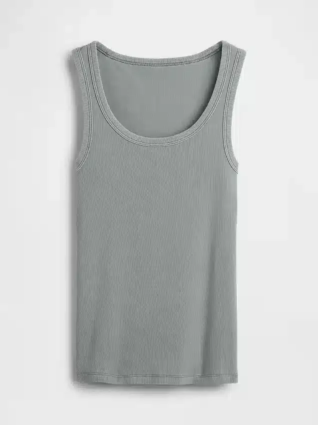 Camiseta sin mangas con cuello redondeado acanalado