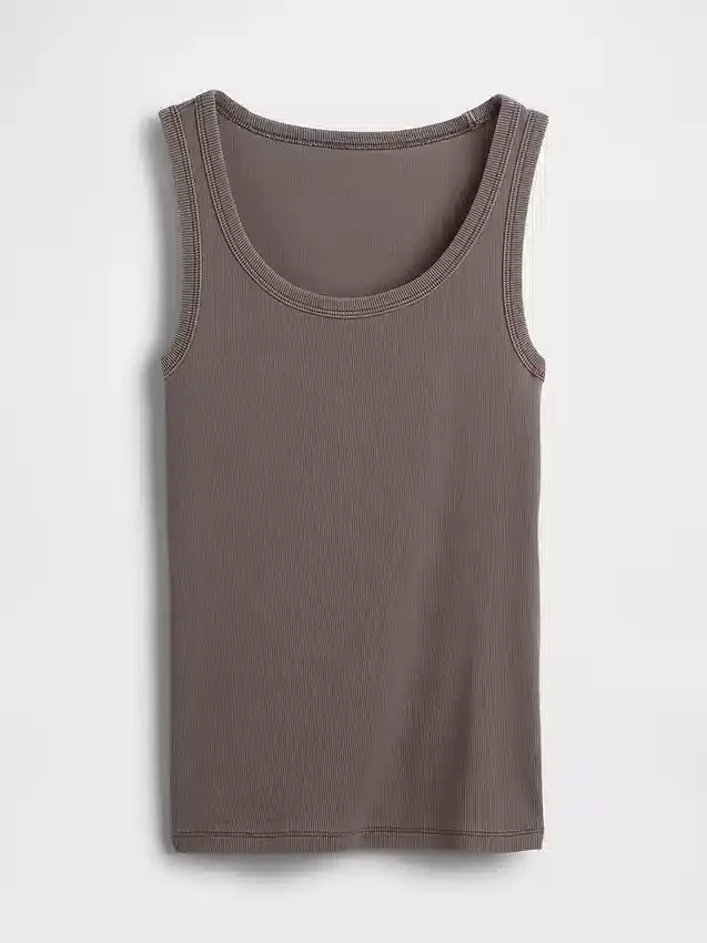 Camiseta sin mangas con cuello redondeado acanalado