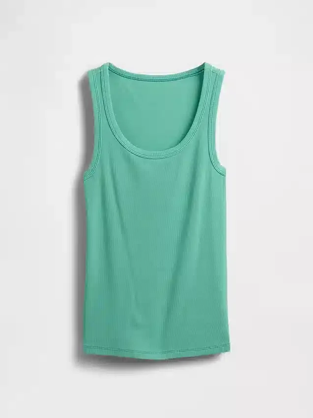 Camiseta sin mangas con cuello redondeado acanalado