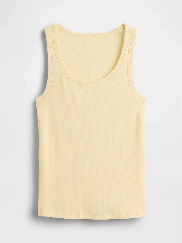 Camiseta sin mangas con cuello redondeado acanalado