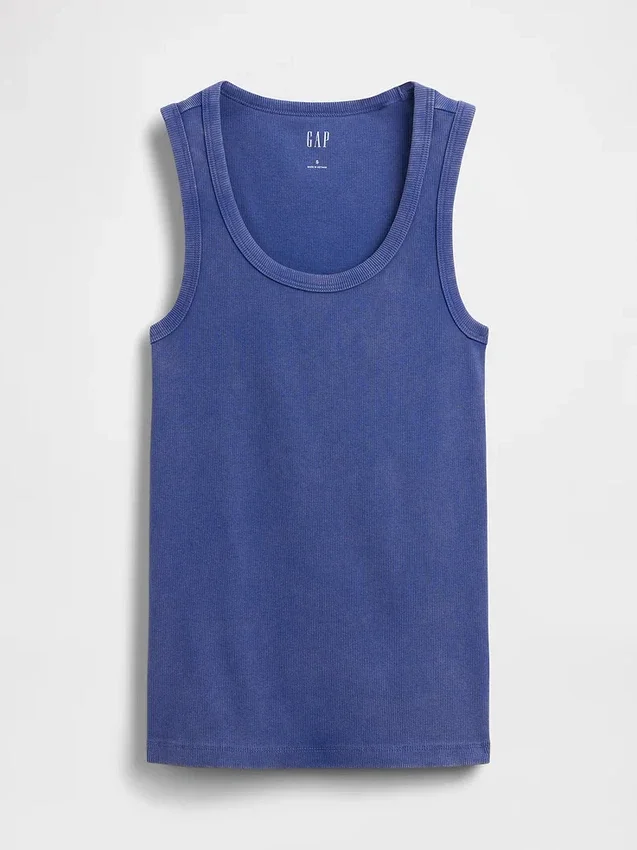 Camiseta sin mangas con cuello redondeado acanalado