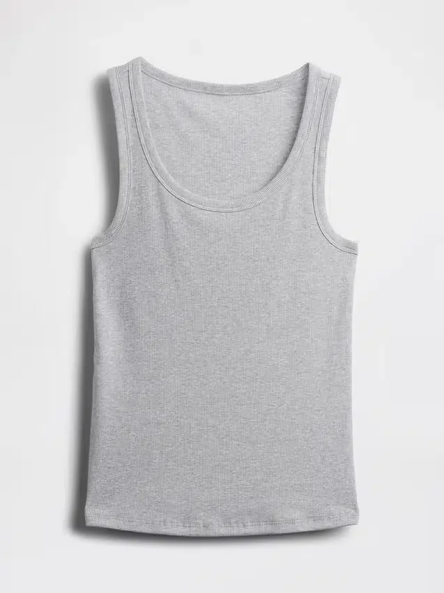 Camiseta sin mangas con cuello redondeado acanalado
