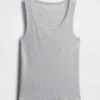 Camiseta sin mangas con cuello redondeado acanalado