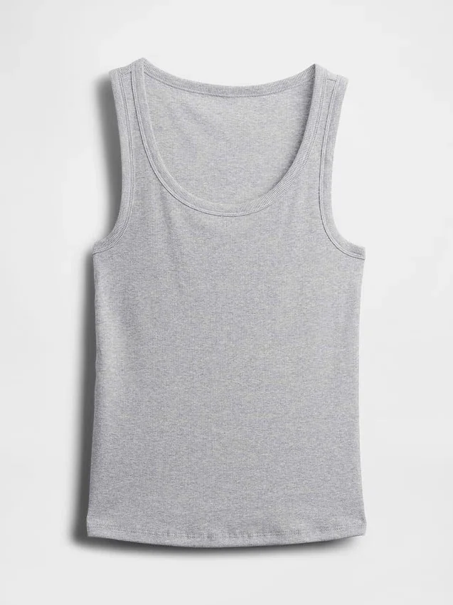 Camiseta sin mangas con cuello redondeado acanalado
