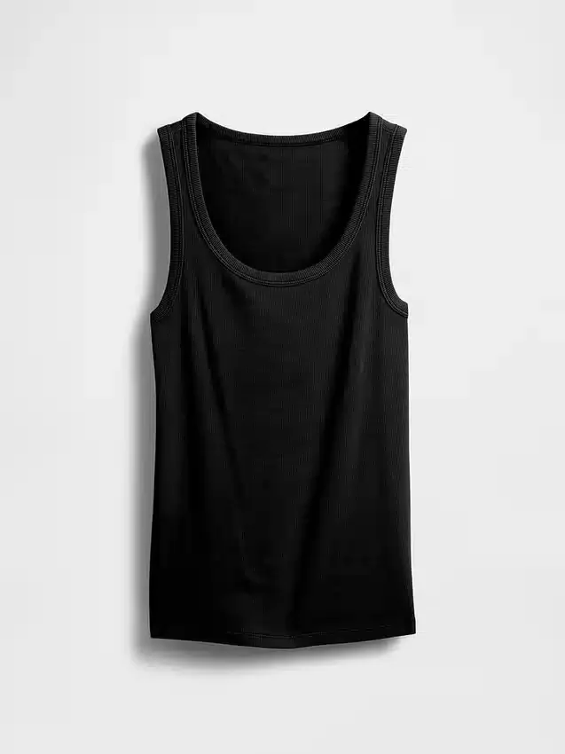 Camiseta sin mangas con cuello redondeado acanalado