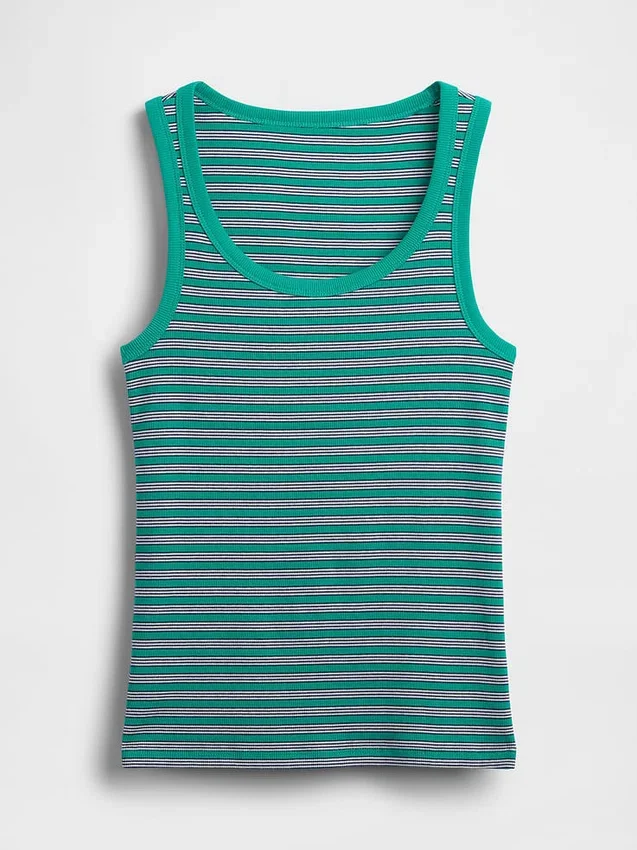 Camiseta sin mangas con cuello redondeado acanalado