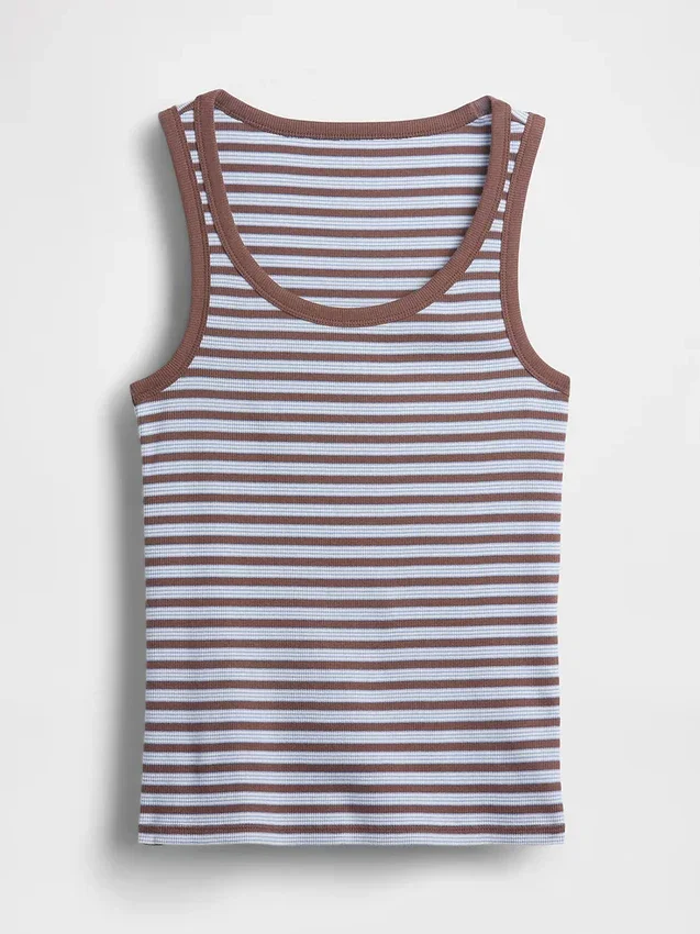Camiseta sin mangas con cuello redondeado acanalado