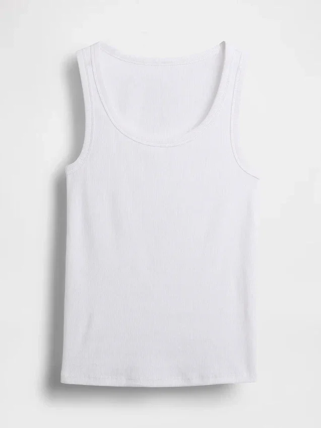 Camiseta sin mangas con cuello redondeado acanalado