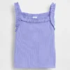 Camiseta sin mangas con delantal y volantes de punto elástico para bebés y niños pequeños