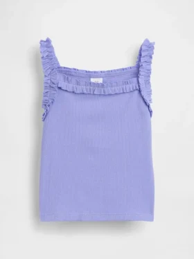 Camiseta sin mangas con delantal y volantes de punto elástico para bebés y niños pequeños
