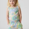 Camiseta sin mangas con delantal y volantes de punto elástico para bebés y niños pequeños